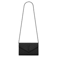 Saint Laurent經(jīng)典款MONOGRAM 女士牛皮鏈條單肩斜跨信封包 ysl女包【包稅】 黑色