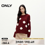 ONLY秋冬甜美百搭休閑波點圓領(lǐng)含羊毛針織衫女|124313032 F15 紅色大麗花 S (160) 80A