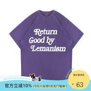 LEMANISM短袖男t恤2025年美式重磅純棉粉色潮牌發(fā)泡字母半袖體恤夏女T恤 紫羅蘭 - 2XL
