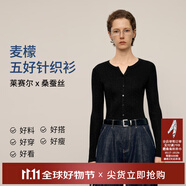 麥檬【雙11搶先購】MM爆款寬松連帽質(zhì)感針織衫毛衣上衣25秋冬新款 水滴領(lǐng)-長袖-黑色5F1931232-1 S