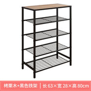 家世比（HOMEBI）家世比宿舍鞋架子家用門口多層小窄鐵藝簡易鞋架入戶門收納鞋柜出 烤栗色木板黑架五層