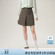 范思藍(lán)恩高腰通勤西裝短裙子女春新款休閑A字裙配送腰帶24FS11077 深褐棕 S