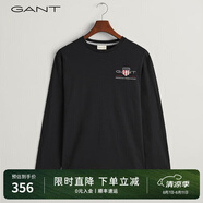 GANT【100%棉】甘特春季休閑刺繡柔軟內搭經(jīng)典純色圓領(lǐng)長(cháng)袖男T恤 5黑色 M