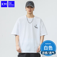 KILO METERSKM短袖t恤男士夏季重磅2025新款寬松美式復(fù)古圓領(lǐng)體恤上衣服 W6211白色 XL _建議體重(140-160斤)