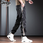 JEEP SPIRIT吉普休閑褲男2025新款潮牌個(gè)性夏季薄款工裝褲牛仔褲速干運(yùn)動(dòng)褲夏 黑色【常規(guī)】 3XL 適合181-200斤