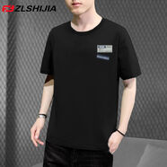 戰(zhàn)狼世家（Z·L·SHIJIA）100%棉短袖t恤男純棉圓領(lǐng)夏季休閑潮流寬松白色半袖體恤 黑色（星之夢胸標）#棉T M  建議80-105斤