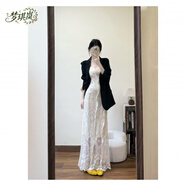 夢(mèng)琪嵐通勤穿搭優(yōu)雅氣質(zhì)2025春季韓系套裝女黑色西裝外套女搭配蕾絲吊帶 吊帶連衣裙高個(gè)子 158以上拍高個(gè) M 95-110斤
