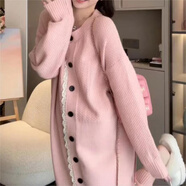 素訂森女系復古毛衣連衣裙女2025年秋冬新款感打底針織過(guò)膝連衣裙 粉色 均碼