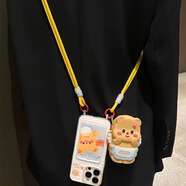 貓漫尖卡通可愛(ài)黃油小熊零錢(qián)包手提繩適用iPhone16promax蘋(píng)果13手機殼15 C199雙掛孔卡包-白底黃油小熊+1 iPhoneX