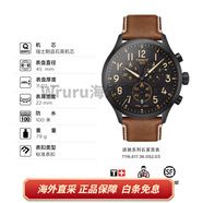 天梭（TISSOT）速馳系列石英運(yùn)動計(jì)時碼表三眼六針計(jì)時表盤男表 【黑盤米色皮帶/新品】T116.617.
