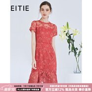 愛(ài)特愛(ài)（EITIE）夏季新款商場(chǎng)同款時(shí)尚性感網(wǎng)紗鏤空蕾絲鉤花修身連衣裙女5707474 紅60 M 160