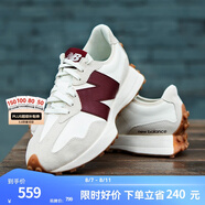 NEW BALANCE NB327官方休閑鞋女鞋夏季復古增高鞋潮流百搭低幫輕便軟底運動鞋 灰色/米白/酒紅 WS327KA 37 (腳長23.5cm)