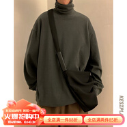 杜小閑 德絨半高領(lǐng)插肩長袖t恤男士春秋季復(fù)古保暖重磅衛(wèi)衣男冬季加絨內(nèi)搭打底衫外套 HD1317 深灰色 高領(lǐng)常規(guī) XL