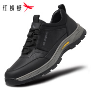 紅蜻蜓運動(dòng)鞋男舒適輕便系帶跑鞋透氣百搭戶(hù)外旅游鞋EXA350541黑灰41