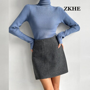 ZKHE灰色短裙女新款春秋天今流行加厚a字毛呢半身裙子 灰色 S