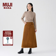 無(wú)印良品（MUJI）女式 木棉混 燈芯絨 A字裙 中長(cháng)款半身裙子女款 美拉德 BE11CC3A 深棕色 S 155/62A