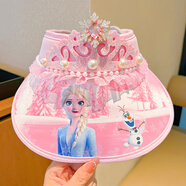 YWZR遮陽(yáng)帽奇緣兒童防曬帽雙風(fēng)扇可充電遮陽(yáng)帽女孩艾莎公主皇冠空頂帽 3#粉色 3-12歲 均碼