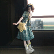 希蘇隆學(xué)院風(fēng)格子襯衫連衣裙子女2025夏季新款小個子設(shè)計感氣質(zhì)長裙套裝 綠色格子套裝2025初夏穿搭連身裙 L 5560kg