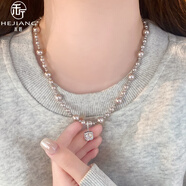 禾匠輕奢氣泡方糖項鏈女士高級感飾品生日禮物鎖骨鏈配飾送女友老婆 曼塔玫瑰色方糖珍珠項鏈