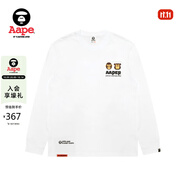 Aape旗艦店男裝秋冬猿人軍團(tuán)徽章休閑潮流長袖T恤1575XXP WHX/白色 L 均碼