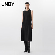 JNBY/江南布衣25春連衣裙優(yōu)雅風(fēng)琴百褶無袖圓領(lǐng)寬松H型長裙5P3G12910 001/本黑 L