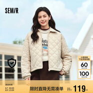森馬（Semir）棉服女燈芯絨翻領(lǐng)菱形格復古2024冬三防寬松輕薄棉衣109724112007