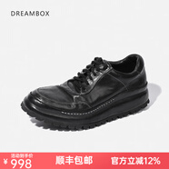 dreambox鈞博老爹鞋vibram防滑耐磨厚底增高男士高檔馬皮休閑皮鞋 黑色 40