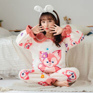 女童冬季法蘭絨睡衣中大童連帽加厚家居服兒童女孩男童卡通珊瑚絨 少量特價(jià)354#娃娃領(lǐng) 120 12碼身高120-130 40-50斤