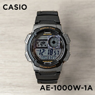 卡西歐（CASIO）手表男CASIO AE1000WD1A鋼帶 世界地圖 防水學(xué)生電子表 AE-1000W-1A黑色灰框金字