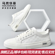 馬克華菲（MARK FAIRWHALE）男鞋2025夏季新款板鞋男透氣網(wǎng)面小白鞋百搭運動休閑鞋平底鞋子男 白色 40 標(biāo)準(zhǔn)皮鞋碼