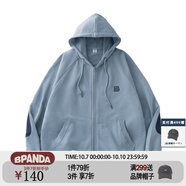 熊貓·本【常華森/官鴻同款】開衫刺繡連帽衛(wèi)衣男寬松日系休閑情侶外套 藍色 M