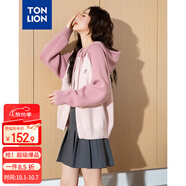 唐獅（TonLion）2025秋冬新款女毛衣連帽插肩袖繡花針織開衫毛線衫外套