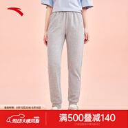 安踏（ANTA）衛褲運動(dòng)褲女加絨保暖小腳褲休閑長(cháng)褲寬松直筒褲女 【常規】灰花灰7302-2 M 165