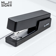 得力（deli）紐賽辦公復古訂書(shū)機 德國創(chuàng  )意設計12號資料紙手動(dòng)裝訂器 黑NS082