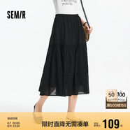 森馬（Semir）半身裙女松緊腰A字裙氣質(zhì)夏季2025拼接蕾絲波點(diǎn)長(cháng)裙109325120005