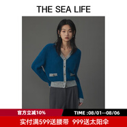 THE SEA LIFE針織衫女歐海一生 法式小香風(fēng)針織衫女裝馬海毛暖和開(kāi)衫B2135 陶器藍 M