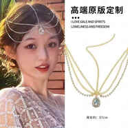 千惠儂米亞水鉆眉心墜額頭鏈子項鏈異域風(fēng)情頭飾新娘民族風(fēng)發(fā) 金色水鉆眉心墜