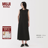 無(wú)印良品（MUJI）女式易干彈力泡泡紗無(wú)袖連衣裙女裝裙子長(zhǎng)裙25年夏季連身裙 黑色 L （165/88A）