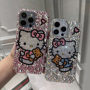獨(dú)行狼16promaxHello Kitty手機(jī)殼滿鉆水鉆diy材料包爆閃151413水鉆 iphoneX 藍(lán)Kt 滿鉆材料包： 透明底殼+模版貼紙+鉆+貼鉆