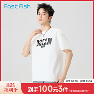 快魚(yú)男士純棉短袖t恤2025新款夏季簡(jiǎn)約純色舒適親膚休閑寬松大碼上衣 白色15T1025 2XL
