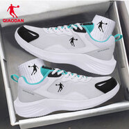 喬丹QIAODAN冬季男鞋跑步鞋運動(dòng)鞋男皮面跑鞋男休閑鞋子男R 喬丹白/藍綠-0222W 39