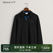 GANT/甘特春季新款polo衫上衣簡約純色時尚休閑撞色翻領長袖T恤男 433-夜藍色 M