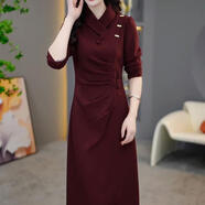 天啟世紀(jì)喜婆婆婚宴裝高級感改良襯衫裙裙女春秋冬氣質(zhì)配大衣新年紅裙子 紅色【歐貨歐洲站潮牌/歐貨胖mm S 【建議80-95斤】