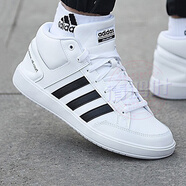 阿迪達斯（adidas）男鞋休閑鞋 25秋新款運動鞋時尚復古網(wǎng)球鞋子舒適耐磨透氣滑板鞋 經(jīng)典黑白/中幫【ALL COURT MID】 42 內(nèi)長260mm