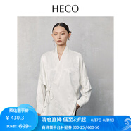 HECO張予曦同款【歸園】新中式國風(fēng)醋酸提花襯衫斜襟復古寬松上衣外套 白色 M