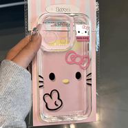 葉余比耶kt貓適用蘋(píng)果16PROMAX手機殼iPhone15設計感14可愛(ài)13透明12/X HW42比耶kt貓透明太空殼 蘋(píng)果6PLUS
