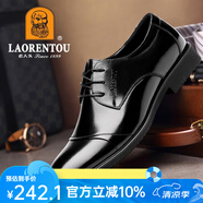 老人頭（laorentou）皮鞋男士商務(wù)正裝鞋頭層牛皮系帶低幫鞋軟底軟面皮男鞋結(jié)婚鞋子 黑色 41（偏大一碼）