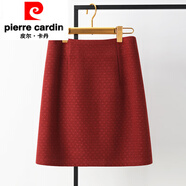 皮爾卡丹（pierre cardin）白色半身裙2025新款秋冬毛呢冬裙小個(gè)子一步裙高腰包臀顯瘦短裙女 紅色 XL