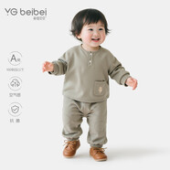 英格貝貝童裝男女童套裝寶寶衛衣兒童褲子中小童運動(dòng)衛褲秋裝新款 綠 110