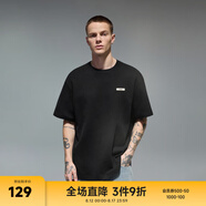 CHINISM CH赤塵背后印花短袖t恤男士寬松情侶同款潮牌男裝半袖五分袖上衣 黑色 L